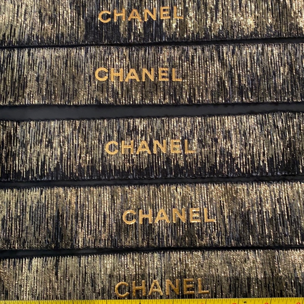 Chanel black gold ribbon